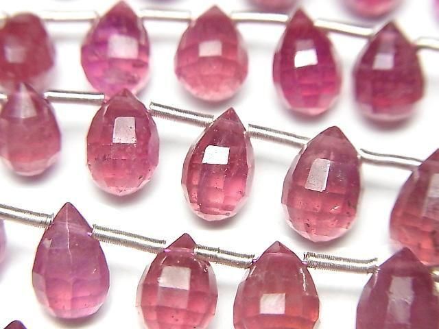 【動画】宝石質ルビーAAA- ドロップカット 半連/1連(20粒)の画像