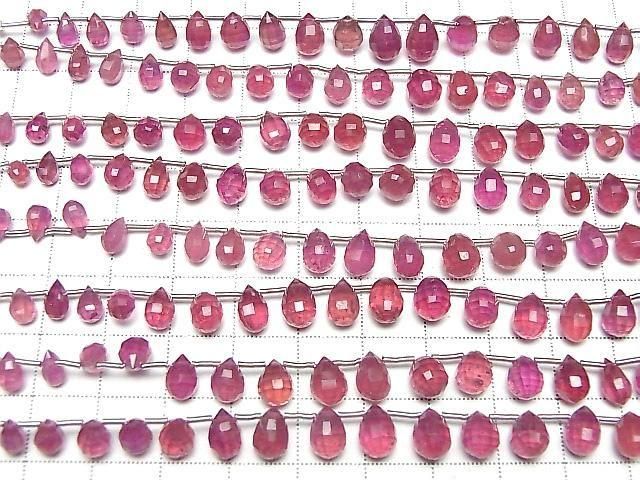 【動画】宝石質ルビーAAA- ドロップカット 半連/1連(20粒) サムネイル4