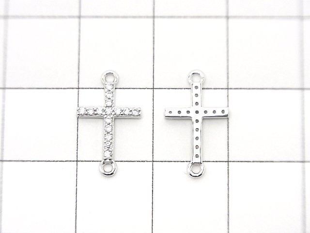Silver925 クロス15×8.5×1.5mm 両カンチャーム(CZ付) 【ロジウム】 1個 サムネイル2