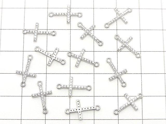 Silver925 クロス15×8.5×1.5mm 両カンチャーム(CZ付) 【ロジウム】 1個 サムネイル4