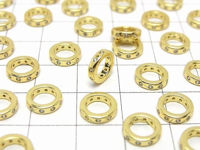 メタルパーツ ロンデル8×8×2mm ゴールドカラー(CZ付) 2個 サムネイル3