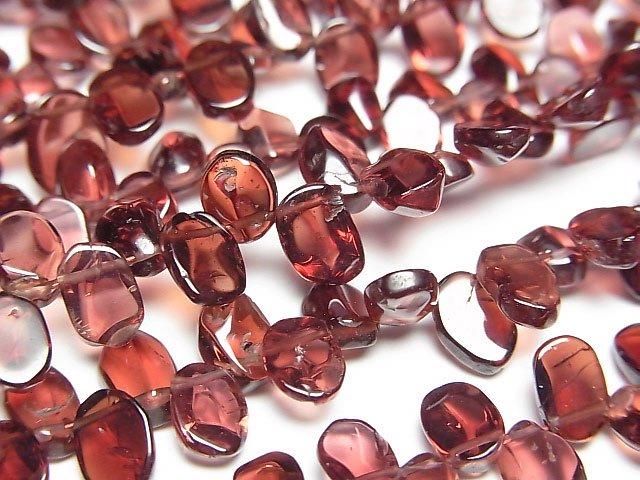 【動画】宝石質モザンビークガーネットAAA フラットタンブル 1連(約16cm)の画像