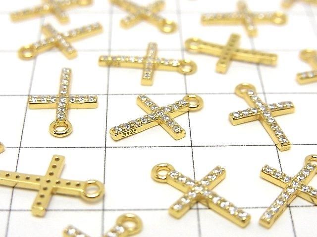 Silver925 クロス13.5×8.5×1.5mm チャーム(CZ付) 【18KGP】 1個 サムネイル3