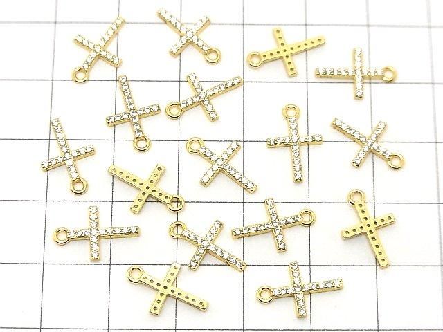 Silver925 クロス13.5×8.5×1.5mm チャーム(CZ付) 【18KGP】 1個 サムネイル4