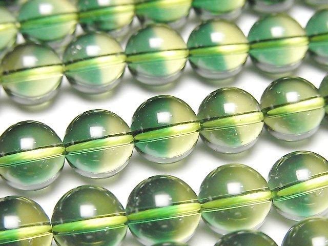 【動画】グリーンイエロークォーツ ラウンド10mm 半連/1連(約36cm)の画像