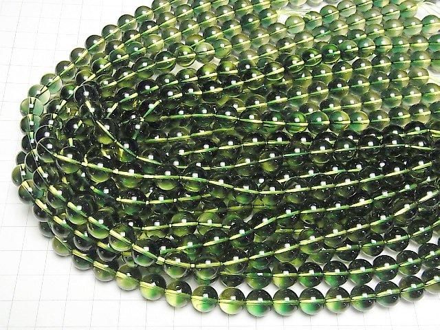 【動画】グリーンイエロークォーツ ラウンド10mm 半連/1連(約36cm) サムネイル4