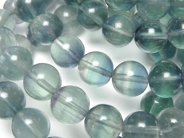 【動画】ブルーグリーンフローライトAAA- ラウンド10mm 1連(ブレス)の画像