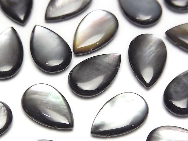 【動画】高品質ブラックシェルAAA 横穴 ペアシェイプ 16×10mm 4粒の画像