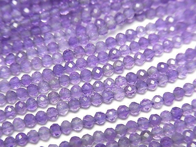 【動画】【素晴らしい輝き】アメジストAA++ ラウンドカット2.5mm 1連(約37cm)の画像