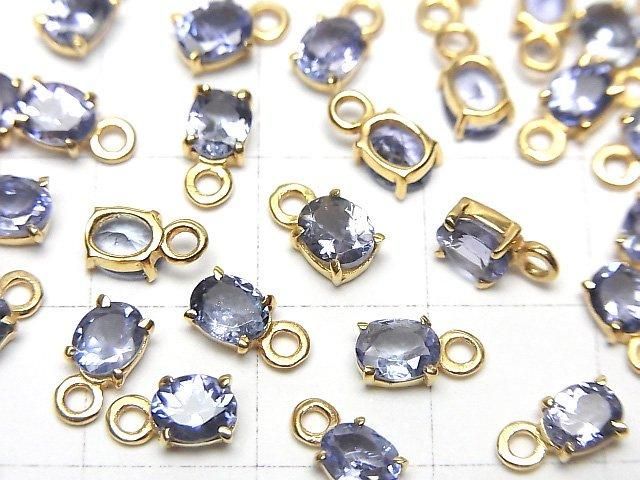 【動画】宝石質タンザナイトAAA 枠留めオーバルファセットカット5×4mm 18KGP 1個 サムネイル2