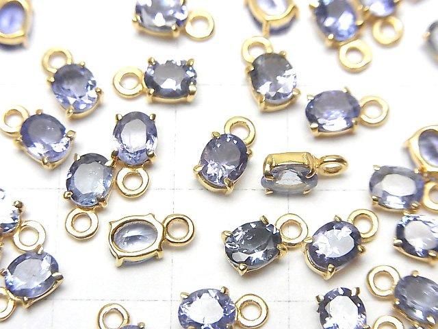 【動画】宝石質タンザナイトAAA 枠留めオーバルファセットカット5×4mm 18KGP 1個 サムネイル3