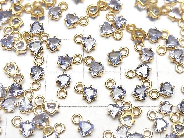 【動画】宝石質タンザナイトAAA- 枠留めトライアングルファセットカット4×4mm 18KGP 1個 サムネイル4