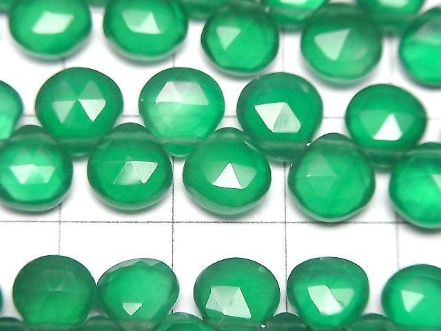 【動画】宝石質グリーンオニキスAAA マロン ブリオレットカット 半連/1連(約18cm) サムネイル2