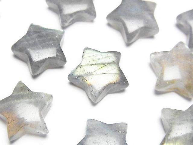 マダガスカル産ラブラドライト 星モチーフ14mm 【貫通穴】 1個｜天然石