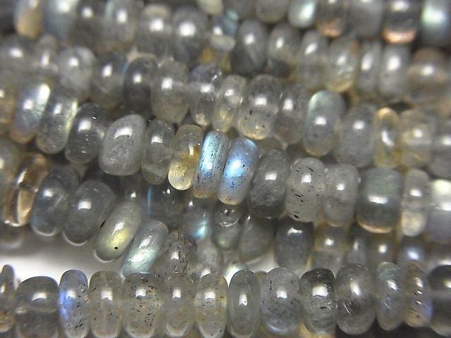【動画】宝石質ラブラドライトAA++ ロンデル(ボタン) 1連(約38cm)の画像