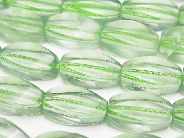 グリーンフローライト 4面ツイストライスカット16×8×8mm 半連/1
