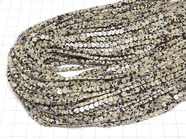 【動画】ダルメシアンジャスパー 縦穴ハート4×4mm 1連(約36cm) サムネイル4