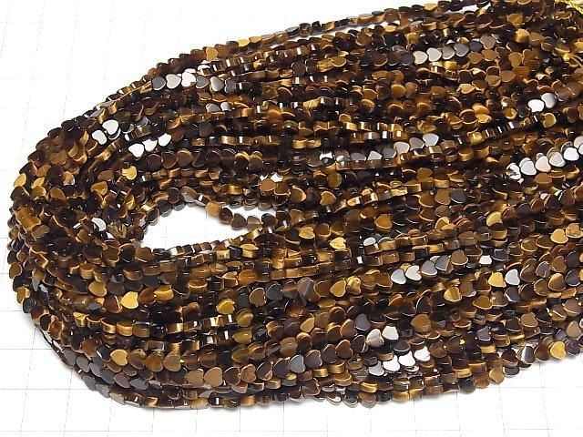 【動画】イエロータイガーアイAA++ 縦穴ハート4×4mm 1連(約36cm) サムネイル4