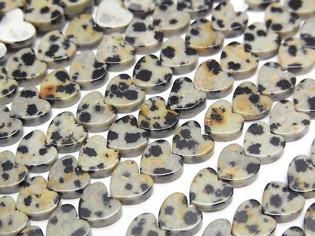 【動画】ダルメシアンジャスパー 縦穴ハート6×6mm 1連(約36cm)の画像