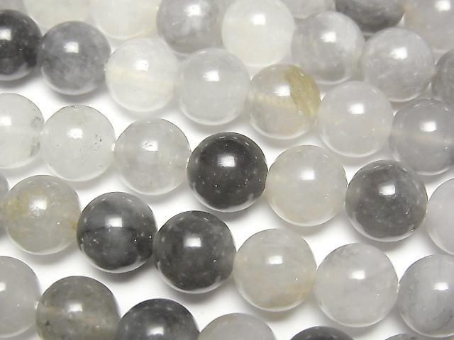 【動画】グレークォーツAA ラウンド8.5mm 1連(約36cm)の画像