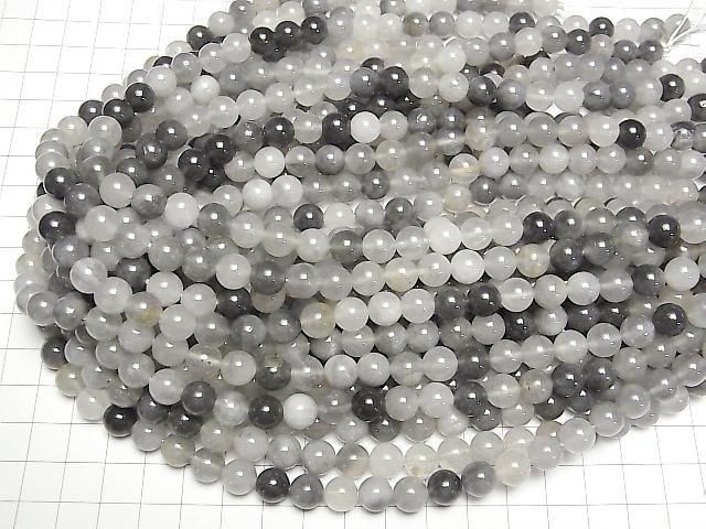 【動画】グレークォーツAA ラウンド8.5mm 1連(約36cm) サムネイル4