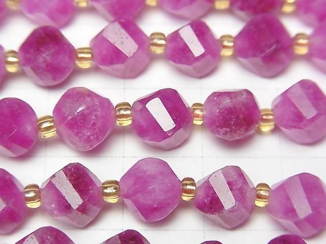 【動画】【素晴らしい輝き】ピンクカラージェード ツイスト×多面カット8×7×7mm 1連(約34cm) サムネイル2