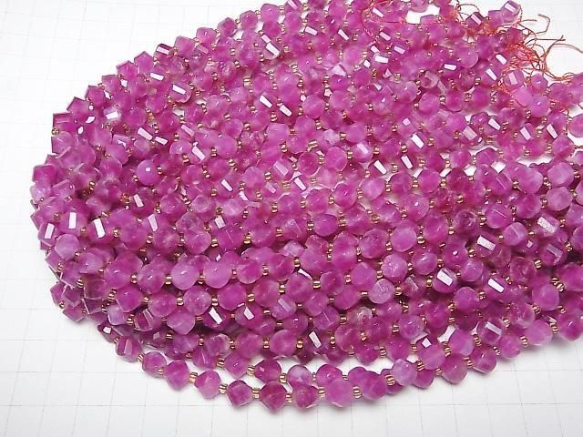 【動画】【素晴らしい輝き】ピンクカラージェード ツイスト×多面カット8×7×7mm 1連(約34cm) サムネイル4