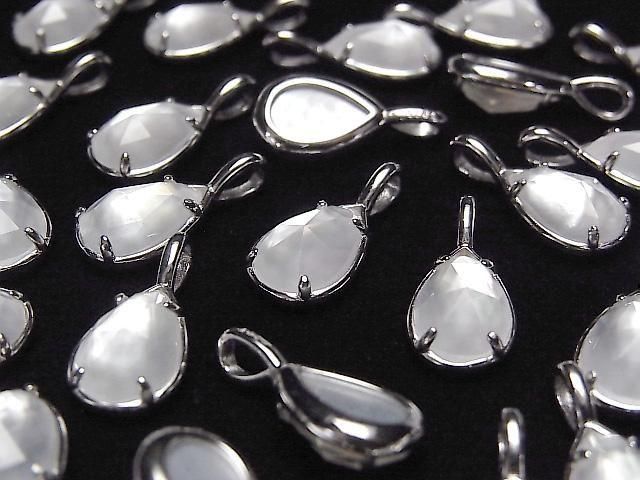【動画】ホワイトシェル×クリスタルAAA 枠留めペアシェイプカット12×8mm SILVER925製 1個 サムネイル3