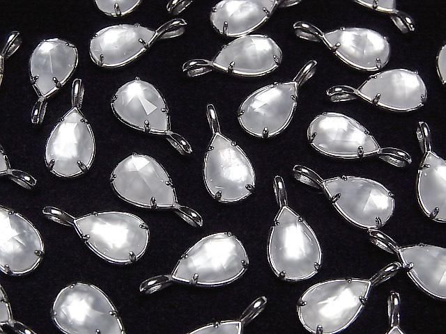 【動画】ホワイトシェル×クリスタルAAA 枠留めペアシェイプカット12×8mm SILVER925製 1個 サムネイル4