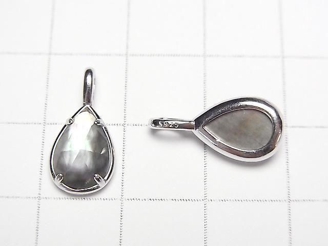 【動画】ブラックシェル×クリスタルAAA 枠留めペアシェイプカット12×8mm SILVER925製 1個 サムネイル2