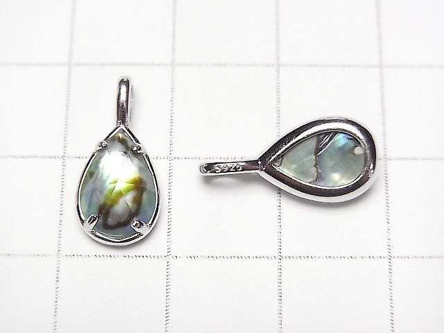 【動画】アバロンシェル×クリスタルAAA 枠留めペアシェイプカット12×8mm SILVER925製 1個 サムネイル2