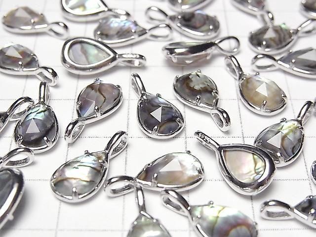 【動画】アバロンシェル×クリスタルAAA 枠留めペアシェイプカット12×8mm SILVER925製 1個 サムネイル3