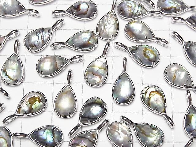 【動画】アバロンシェル×クリスタルAAA 枠留めペアシェイプカット12×8mm SILVER925製 1個 サムネイル4