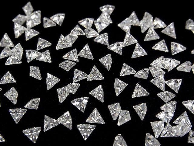 【動画】モアサナイトAAA ルース トライアングルファセットカット4×4mm 【クリア】 2粒 サムネイル3