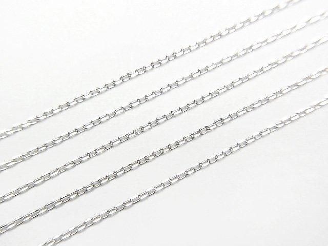 【動画】【K10 White Gold】カット小豆(あずき)チェーン 0.7mm ネックレス 1本(約40cm)の画像