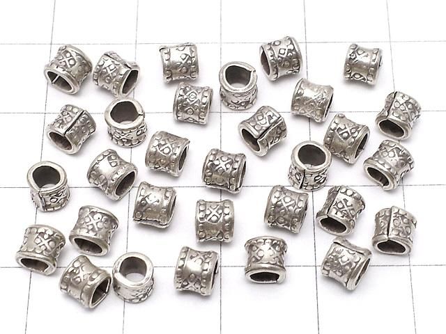 カレンシルバー フラワー模様入りロンデル4.5×4.5×4mm 5粒 サムネイル4
