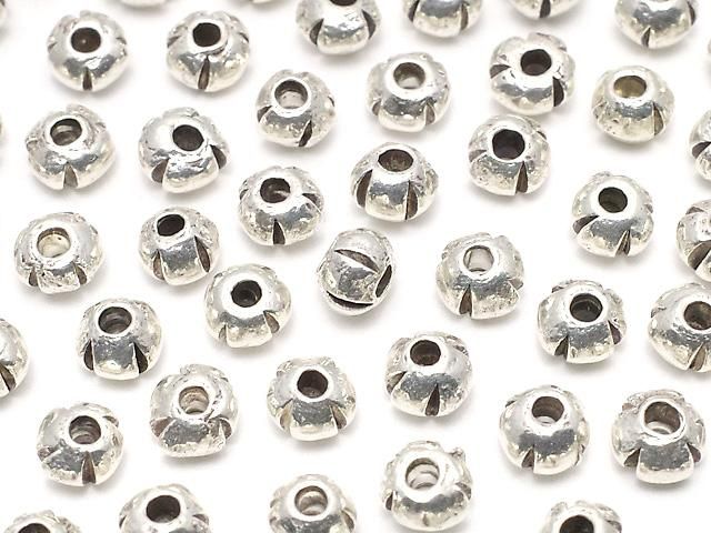 カレンシルバー ライン入りロンデル4×4×3mm ホワイトシルバー 5個の画像