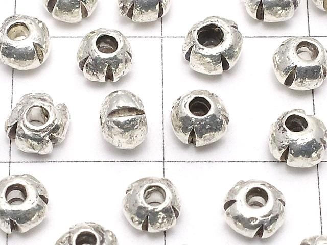 カレンシルバー ライン入りロンデル4×4×3mm ホワイトシルバー 5個 サムネイル2