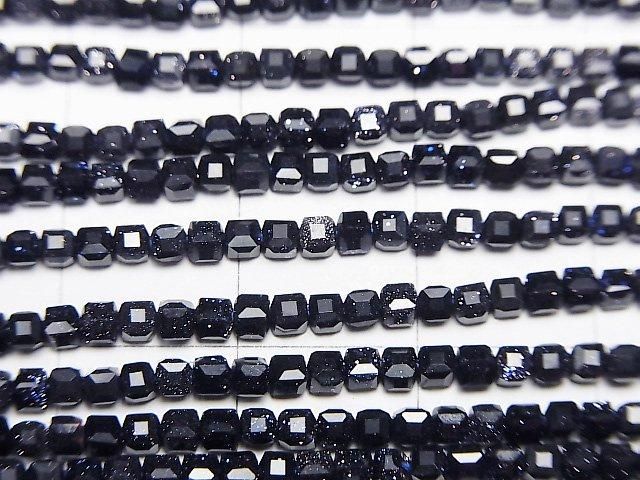 【動画】【素晴らしい輝き】ブルーゴールドストーン キューブカット2×2×2mm 1連(約37cm) サムネイル2