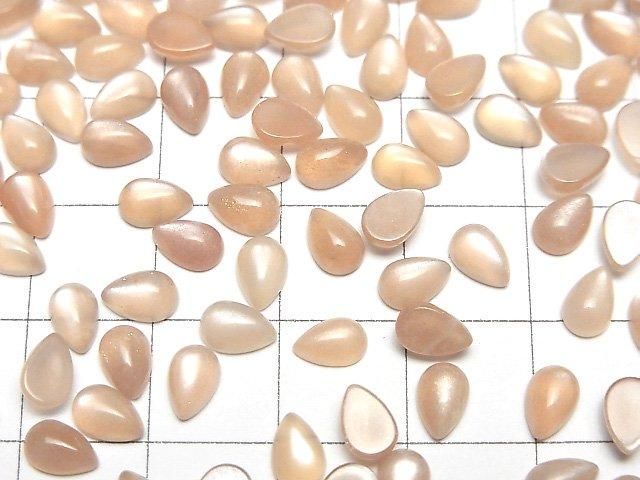 【動画】ピーチムーンストーンAAA- ペアシェイプ カボション6×4mm 10個 サムネイル3