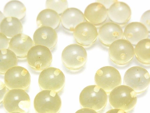 【動画】イエローカラーアンバー(琥珀) 片穴ラウンド9mm 6粒の画像