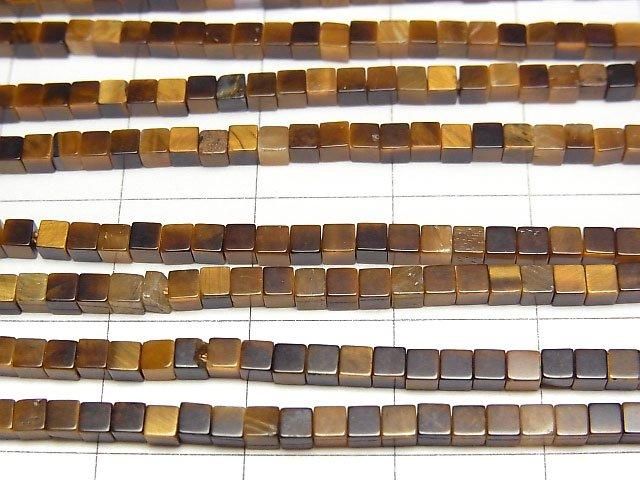 【動画】イエロータイガーアイAA++ 極小キューブ2×2×2mm 1連(約37cm) サムネイル2