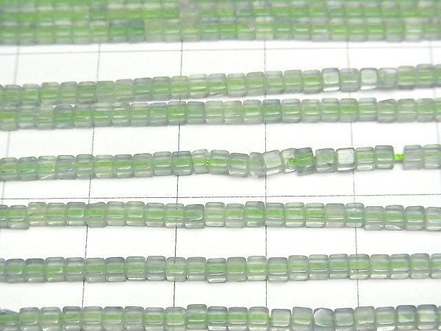 【動画】グリーンフローライトAA++ 極小キューブ2×2×2mm 1連(約37cm) サムネイル2