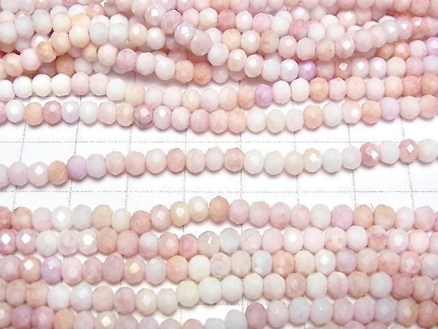 【動画】ガラスビーズ ボタンカット4×4×3mm ピンク×ホワイトAB 1連(約40cm) サムネイル3