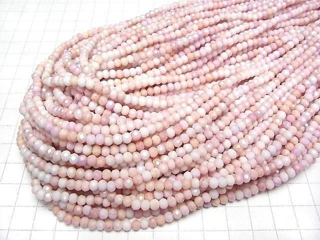 【動画】ガラスビーズ ボタンカット4×4×3mm ピンク×ホワイトAB 1連(約40cm) サムネイル4