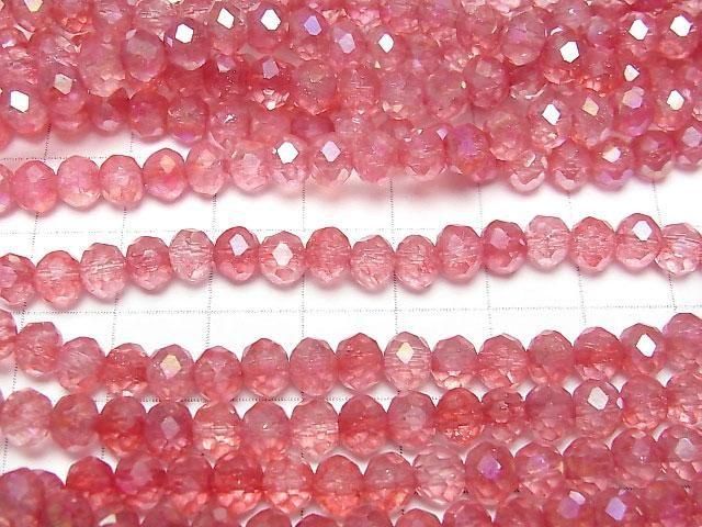 【動画】ガラスビーズ ボタンカット6×6×4.5mm クリア×レッドAB 1連(約38cm) サムネイル3
