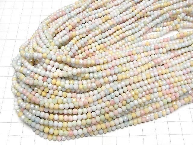 【動画】ガラスビーズ ボタンカット4.5×4.5×3.5mm マルチカラー【ライトカラー】AB 1連(約40cm) サムネイル4