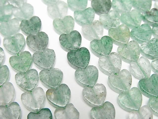 【動画】グリーンアベチュリン 縦穴ハート6×6mm 1連(約36cm)の画像