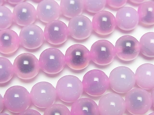 【動画】ピンクカラータピオカアゲート ラウンド8mm 1連(約36cm)の画像