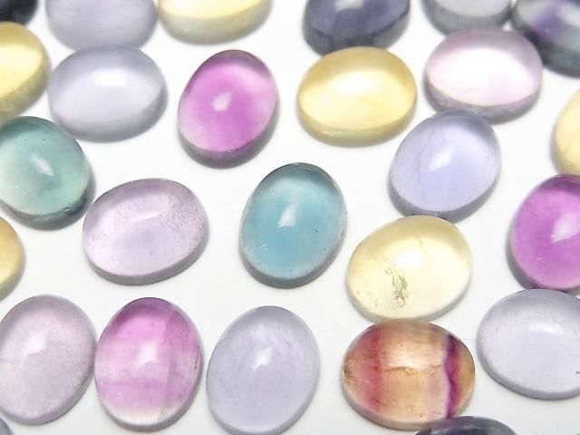 【動画】マルチカラーフローライトAAA オーバル カボション10×8mm 5個の画像
